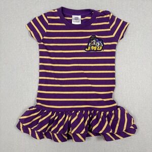 JMU‎ Little Girls Dress Toddler 18M Purple Yellow Striped Ruffled Sara Lynn Togs